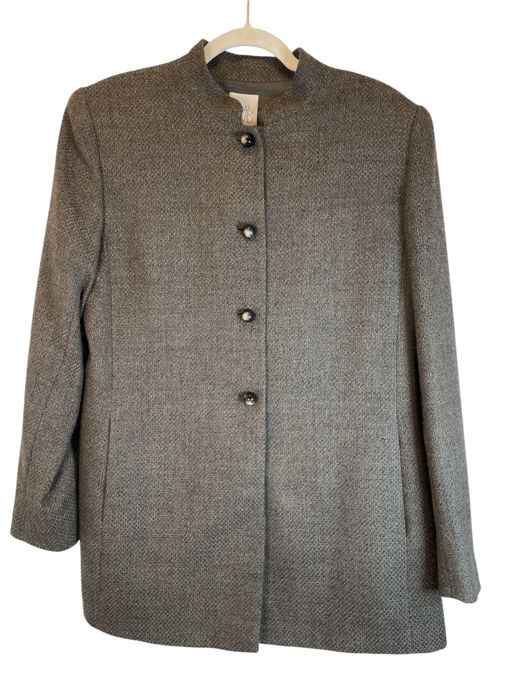 Joan & David Gray Textured Button-Front Pea Coat size 10